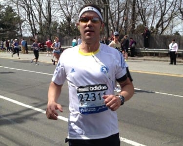 David Reinhardt, D.O.'93, at the Boston Marathon