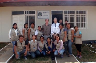 Adam Armstrong and Kyle Petersen with the NAMRU-6 team at the Puerto Maldonado field site in the Amazon rainforest, Peru.