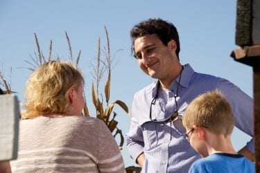 Matthew Sabongi, D.O.'15, meets the recipient of his bone marrow donation, Angela Kearns.