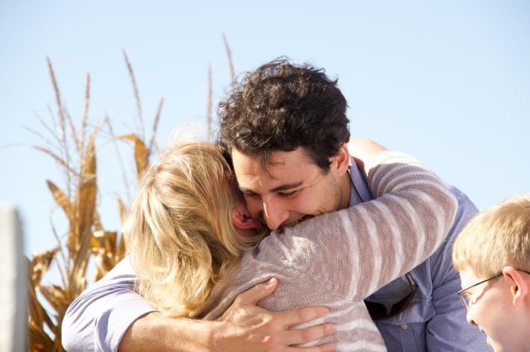 Matthew Sabongi embraces Angela Kearns, the recipient of his bone marrow donation.